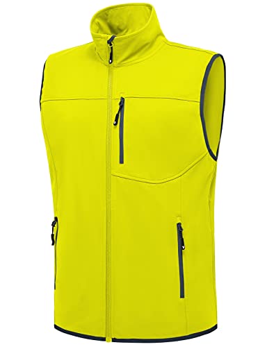 donhobo Herren Leichte Softshell Weste Wasserdichte Winddichte Laufweste Atmungsaktive Vest Gilet Ärmellose Jacke für viele Outdoor-Aktivitäten Gelb 3XL von donhobo