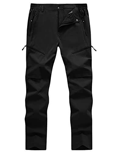 donhobo Herren Outdoor Wanderhose Wasserabweisend Verschleißfest Funktionshose Leicht Schnelltrocknend Camping Trekkinghose mit Reißverschlusstaschen, Schwarz, 36 von donhobo