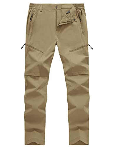 donhobo Herren Outdoorhose Leichte Atmungsaktive Wasserdicht Schnelltrocknend Verschleißfest Wanderhose Trekkinghose Funktionshose mit Reißverschlusstaschen, Khaki, 30 von donhobo