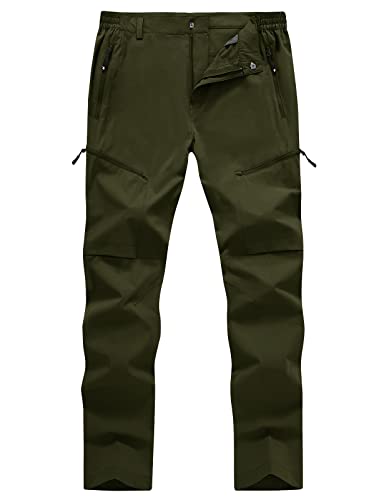 donhobo Herren Outdoorhose Wanderhose Leicht Schnelltrocknend Wasserdicht Stretch Trekkinghose Campinghose Funktionshose Freizeit Kletterhose, Armeegrün, 30 von donhobo