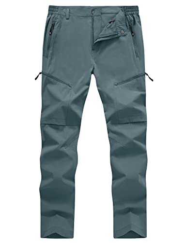 donhobo Herren Outdoorhose Wanderhose Leicht Schnelltrocknend Wasserdicht Stretch Trekkinghose Campinghose Funktionshose Freizeit Kletterhose, Grau Blau, 34 von donhobo