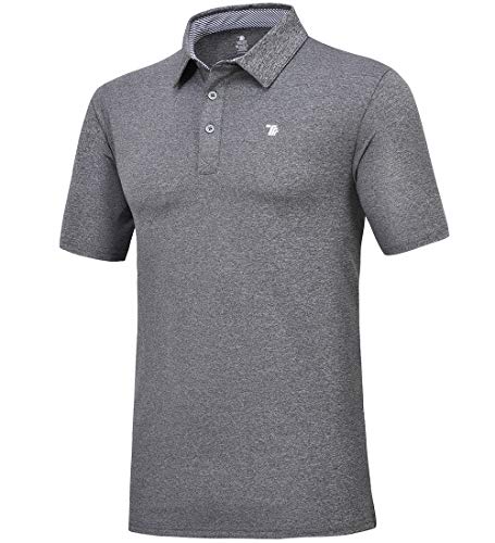 donhobo Herren Poloshirts Einfarbig Basic Kurzarm Polohemd T-Shirt Schnelltrocknend Golf Polo Shirt (Dunkelgrau, L) von donhobo