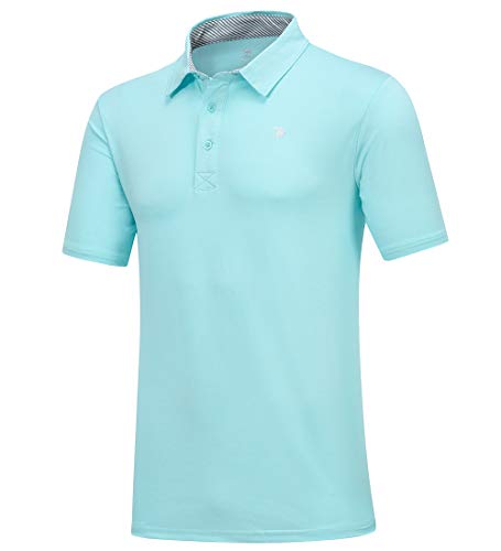 donhobo Herren Poloshirts Einfarbig Basic Kurzarm Polohemd T-Shirt Schnelltrocknend Golf Polo Shirt (Himmelblau, 2XL) von donhobo