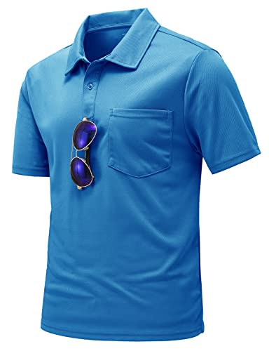 donhobo Herren Poloshirts Kurzarm Golfshirts Schnelltrocknend Atmungsaktiv Outdoor Funktionell Tennis Arbeit Casual Polo T-Shirts Tops (Blau, 3XL) von donhobo