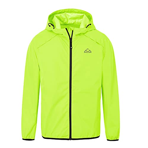 donhobo Herren Regen Jacke Outdoor Rain Freizeitjacke Kapuze Regenjacke Wasserdicht Camping Wanderjacke (Grün, 2XL) von donhobo