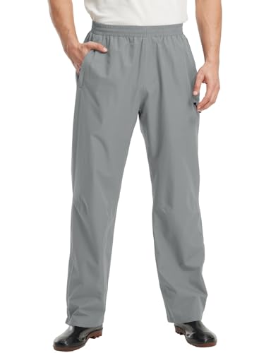 donhobo Regenhose Herren Wasserdicht Atmungsaktive Fahrrad Überziehhose Leichte Wanderhose Winddicht Outdoor Trekkinghose (Hellgrau, L) von donhobo