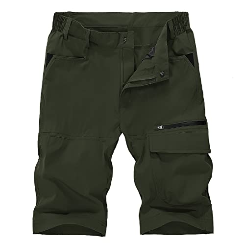 donhobo Herren Shorts Bermuda Short Cargohose Sommer Kurze Hose mit 5 Taschen Kurz Freizeithose für Männer Militär Cargo Shorts (Armeegrün, 40) von donhobo