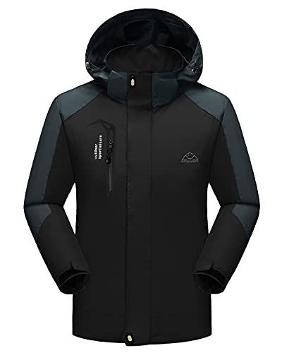 donhobo Herren Softshell Jacke Outdoor Funktionsjacke Freizeitjacke Leichte Wasserdichte Winddichte Wandern Bergjacke Mantel mit Kapuze (Schwarz, 2XL) von donhobo