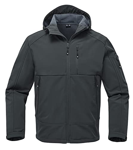 donhobo Herren Softshelljacke Funktions Outdoorjacke Fleecejacke Atmungsaktive und Wasserabweisend Jacke für alle Outdoor-Aktivitäten (Dunkelgrau, XXL) von donhobo