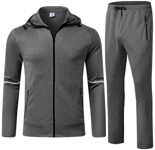 donhobo Herren Trainingsanzug Jogginganzug Sportanzug Hausanzug Hoodies und Jogginghose Streatwear Sportjacke Sporthose, Dunkelgrau, 3XL von donhobo