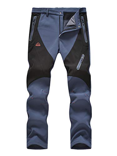 donhobo Herren Wanderhose Wasserdicht Softshellhose Outdoorhose Winddicht Warm Gefüttert Winterhose Trekkinghose Skihose Funktionshose (Grau, 30) von donhobo
