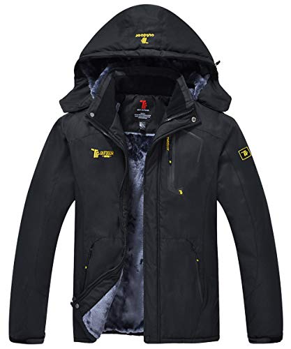 donhobo Herren Winter Fleecejacke Warm Jacke Softshelljacke Atmungsaktiv Outdoor Skijacke Winddichte Wasserdicht Funktionsjacke(Schwarz,XXL) von donhobo