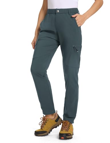 donhobo Hose Damen Wanderhose Leichter Atmungsaktiv Cargohose Wasserabweisend Quick Dry Stretch Outdoorhose UV-Schutz Trekkinghose Funktionshose mit 6 Taschen (Grau blau, M) von donhobo