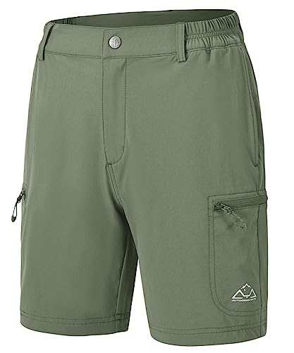 donhobo Kurze Hose Damen Outdoor Shorts Wanderhose Sommer Hosen Laufhose Sporthose Trainingshose für Wandern, Camping, Reisen (Helles Armeegrün, L) von donhobo