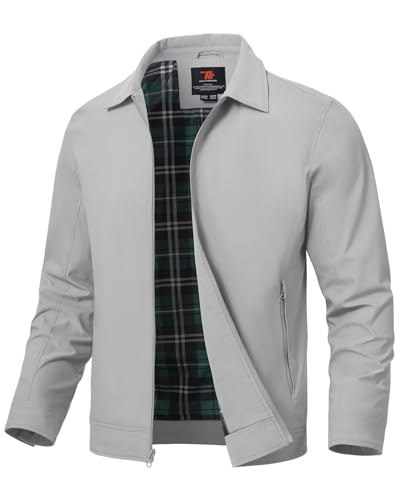 donhobo Leicht Sommerjacke Herren Bomber Jacke Frühling Herbst Übergangsjacke Herrenjacke Blouson Jacke mit Reißverschluss Taschen, Hellgrau, XL von donhobo