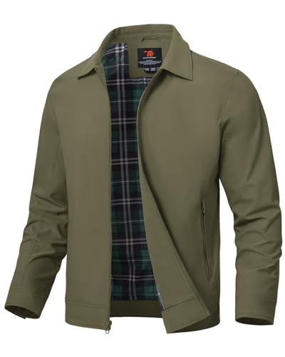 donhobo Leichte Bomberjacke Herren Übergangsjacke Freizeit Männer Frühlingsjacke Outdoor Windjacke Herbstjacke mit Reißverschlusstaschen, Armeegrün, M von donhobo