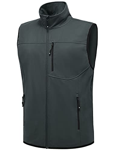 donhobo Leichte Softshell-Weste für Herren, Outdoor Winddichte Ärmellose Jacke für Radfahren, Laufen, Wandern, Golf, Arbeit Dunkelgrau 3XL von donhobo