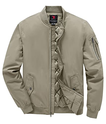 donhobo Outdoor Fleecejacken für Herren Winter Übergangsjacke Full Zip Wanderjacke Winddichte Warm Bomberjacke Fliegerjacke Stehkragen Freizeijacke Khaki XXL von donhobo