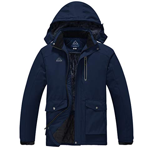 donhobo Herren Winterjacke Warm Gefüttert Softshell Jacke Wasserdicht Snowboardjacke Outdoorjacke Winterparka Skijacke Funktionjacke Kapuzenjacke Marine L von donhobo