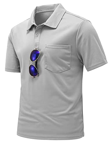 donhobo Polo Shirts Herren Kurzarm Golf Tennis Poloshirt Schnelltrocknend Casual Sport Shirt Outdoor Atmungsaktives T-Shirts Sommer Tops (Hellgrau, 3XL) von donhobo