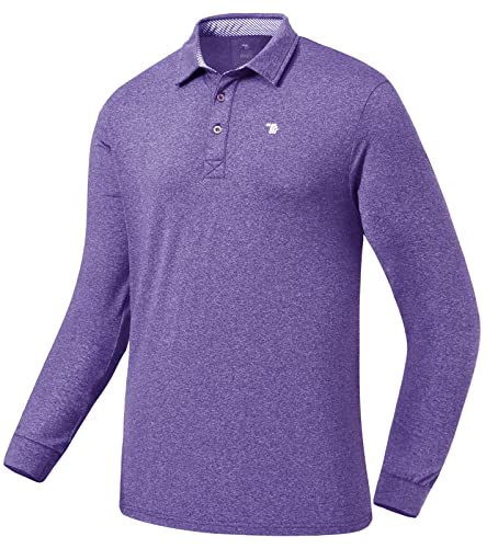 donhobo Polohemd Herren Thermo Langarm Polo Shirts Pullover Outdoor Fleeceshirt Atmungsaktive Wicking Laufoberteil Freizeithemd Lila 2XL von donhobo