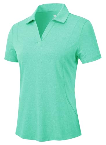 donhobo Poloshirt Damen Golf Polohemd Kurzarm Oberteile Funktions Polo Sommershirts Schnelltrocknend Atmungsaktiv Sport Tennis Lady-Fit T-Shirts, See Grün, XXL donhobo Poloshirt Damen Golf Polohemd Kurzarm Oberteile Funktions Polo Sommershirts Schnelltrocknend Atmungsaktiv Sport Tennis Lady-Fit T-Shirts, See Grün, XXL von donhobo
