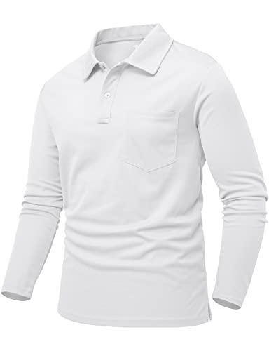 donhobo Poloshirt Herren Golf Langarm Tshirt Army Polo Shirts Leicht Arbeitsshirt Outdoor Sportshirt Männer Tactical Shirt Polohemd, Weiß, XXL von donhobo