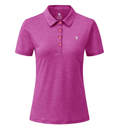 donhobo Poloshirt für Damen Kurzarm T-Shirt Basic Casual Polohemd Sport Running Quick Dry Golf Polo Shirts (Dunkle Rose, S) von donhobo