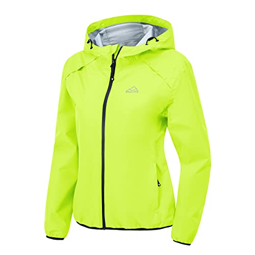 donhobo Regen Jacke Damen Wasserdicht Outdoorjacke Übergangs Windbreaker Leichte Atmungsaktiv Wanderjacke Packbare Regenmantel mit Kapuze (Gelb, XXL) von donhobo