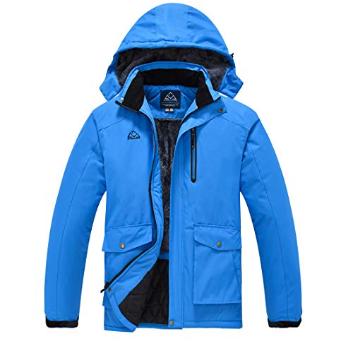 donhobo Winterjacke für Herren Warm Gefüttert Ski Jacke Wasserdicht Softshelljacke Dicke Snowboardjacke Winddichte Fleece Thermo Outdoorjacke mit Kapuze Blau XXL von donhobo