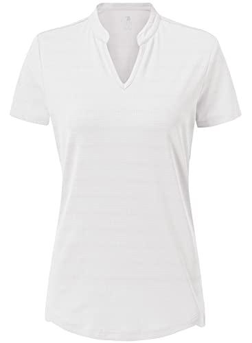 donhobo Sommer Damen T-Shirt Kurzarm V Ausschnitt Basic Oberteil Sport Fitness Laufshirts Yoga Training Casual Tops (Weiß, M) von donhobo