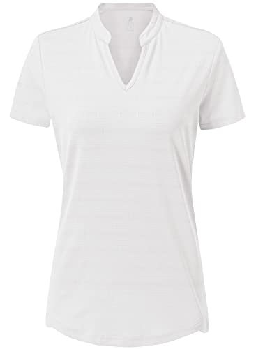 donhobo Sommer Damen T-Shirt Kurzarm V Ausschnitt Basic Oberteil Sport Fitness Laufshirts Yoga Training Casual Tops (Weiß, XL) von donhobo