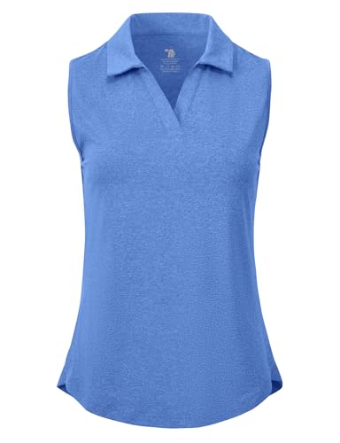 donhobo T-Shirts Damen Poloshirt Ärmelloses Golf Polohemd V Ausschnitt Atmungsaktiv Fitness Sport Sommershirts UPF 50+ Quick Dry Tennis Tank Tops (Dunkelblau, L) von donhobo