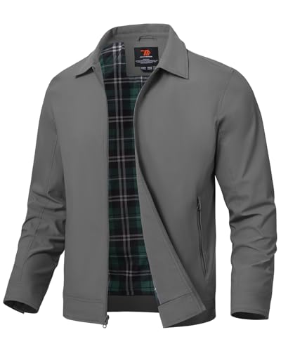 donhobo Übergangsjacke Herren Bomber Jacke Leicht Sommer Jacke Cargo Arbeitsjacke Outdoor Sport Freizeitjacke mit Innentasche Dunkelgrau L von donhobo