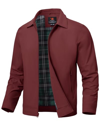 donhobo Übergangsjacke Herren Frühling Sommer Männer Blouson Jacke mit Reißverschluss Taschen Freizeit Bomber Leichte Herrenjacke, Weinrot, L von donhobo