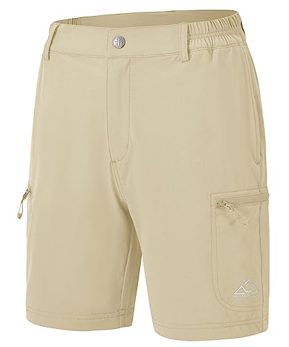 donhobo Wanderhose Damen Kurz Cargo Shorts Leichte Laufshorts Sommer Trainingshose Sport Shorts Atmungsaktiv Fitness Kurze Hose (Beige Gelb, L) von donhobo