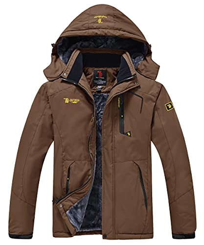 donhobo Wanderjacke Herren Wasserdicht Atmungsaktiv Winterjacke Gefüttert Warm Fleecejacke Herbst Outdoorjacke Trekkingjacke (Coffee,L) von donhobo