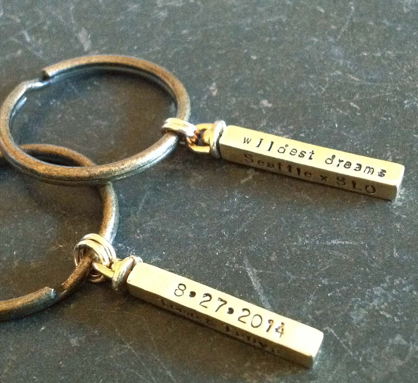 Ausverkauft. Benachrichtige Mich Per E-Mail, Wenn Der Artikel Wieder Verfügbar Ist. Hand Gestempelt 4-Side Swivel Keychain Key Fob von donnaOdesigns