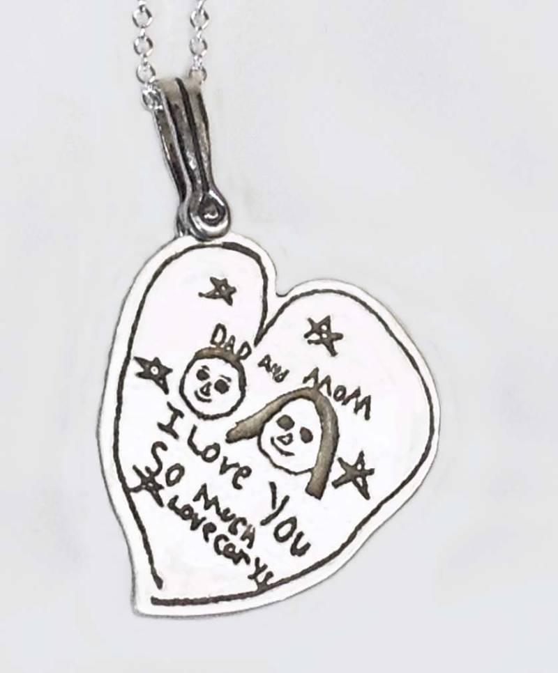 Ausverkauft. Erhalten Sie Eine E-Mail-Benachrichtigung, Wenn Es Wieder Verfügbar Ist. Das Kunstwerk Ihres Kindes Sterling-Halskette, Muttergeschenk von donnaOdesigns