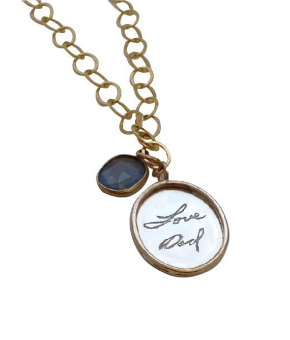 Ausverkauft. Erhalten Sie Eine E-Mail-Benachrichtigung, Wenn Es Wieder Verfügbar Ist. Echter Handschrift-Anhänger, Erinnerungsgeschenk, Silber Und von donnaOdesigns