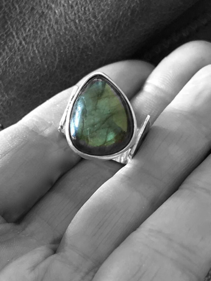 Labradorit Ring-Edelstein Statement Ring-Bunt Grün Blitz Boho Ring von donnaOdesigns