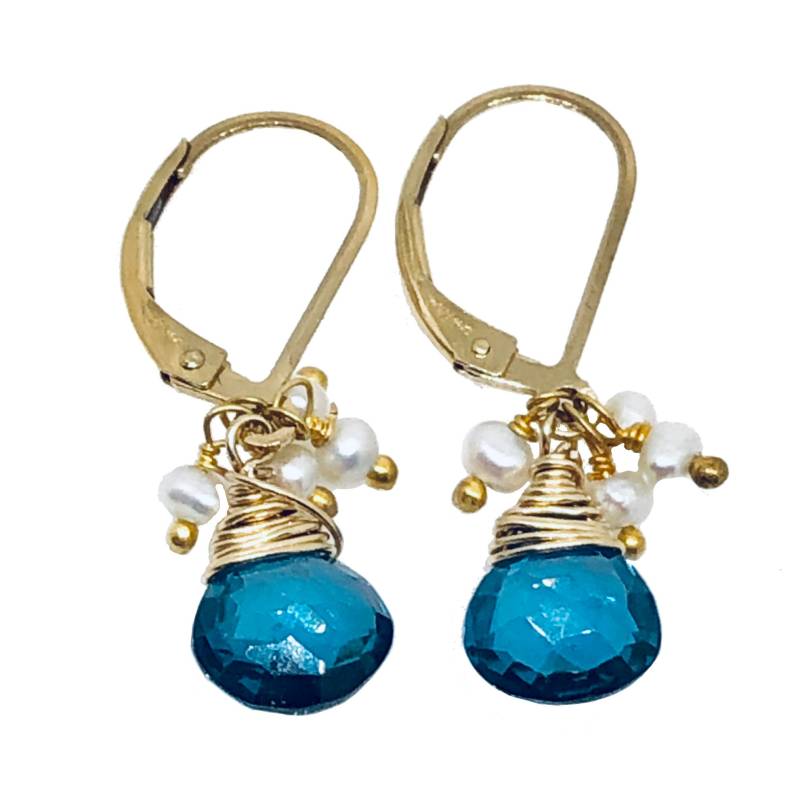 Tiefblauer Kyanit Teardrop Perlen Brisur Ohrringe Boho Minimalist Schmuck von donnaOdesigns