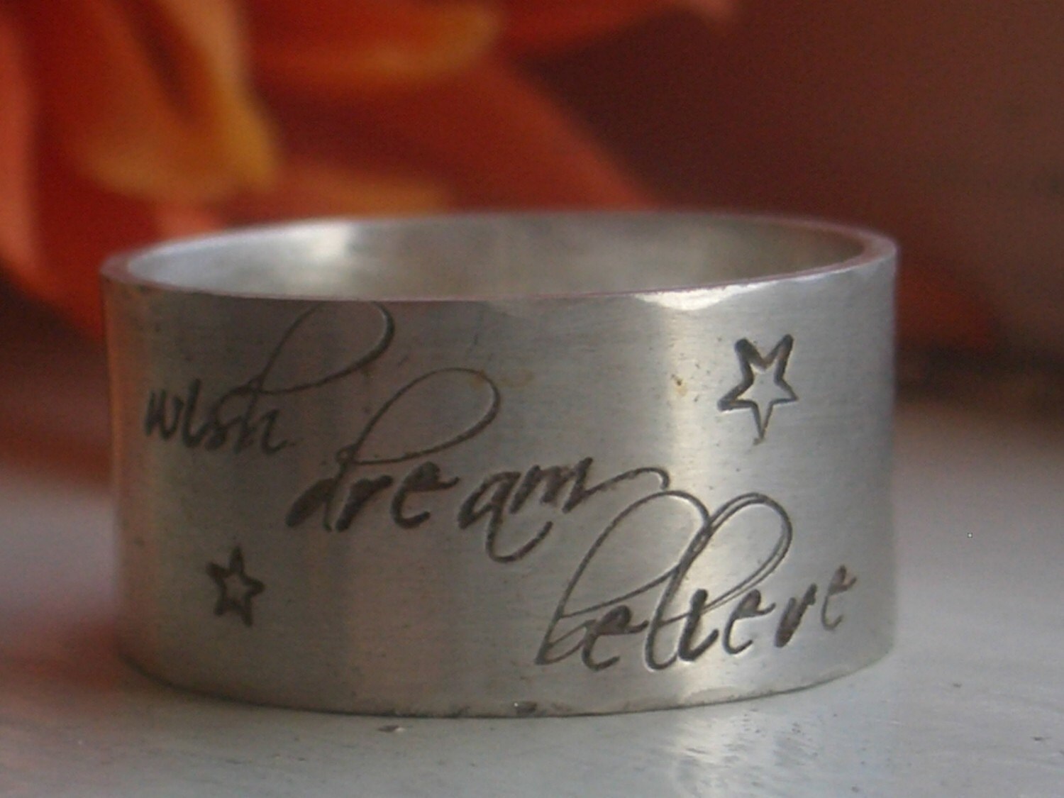 Wish Dream Believe Handgestempelter Ring Von Donnaodesigns von donnaOdesigns