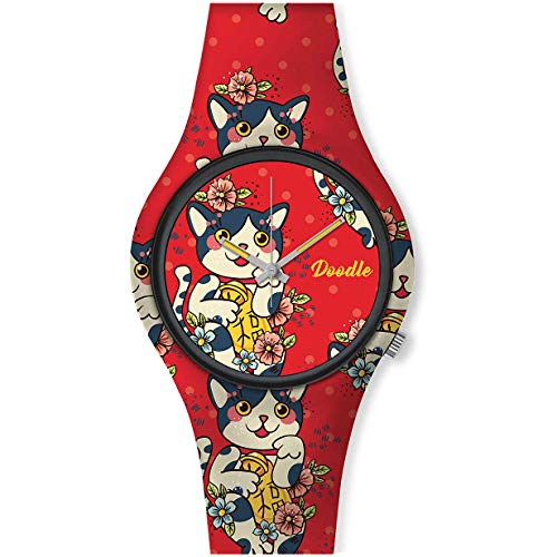 Doodle Watch Damenuhr Graphics Mood Tattoouhr Katze DO35008 von Doodle Watch
