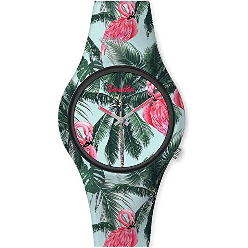 Doodle Watch Damenuhr Nature Mood Tattoouhr Palmen Flamingo DO35006 von Doodle Watch