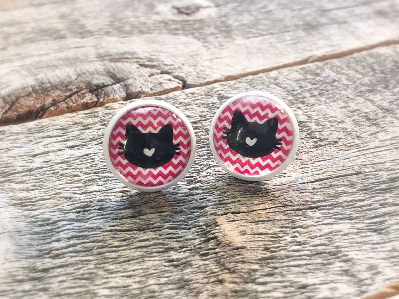 Kitty Love 12mm Ohrstecker von doodleandluludesigns