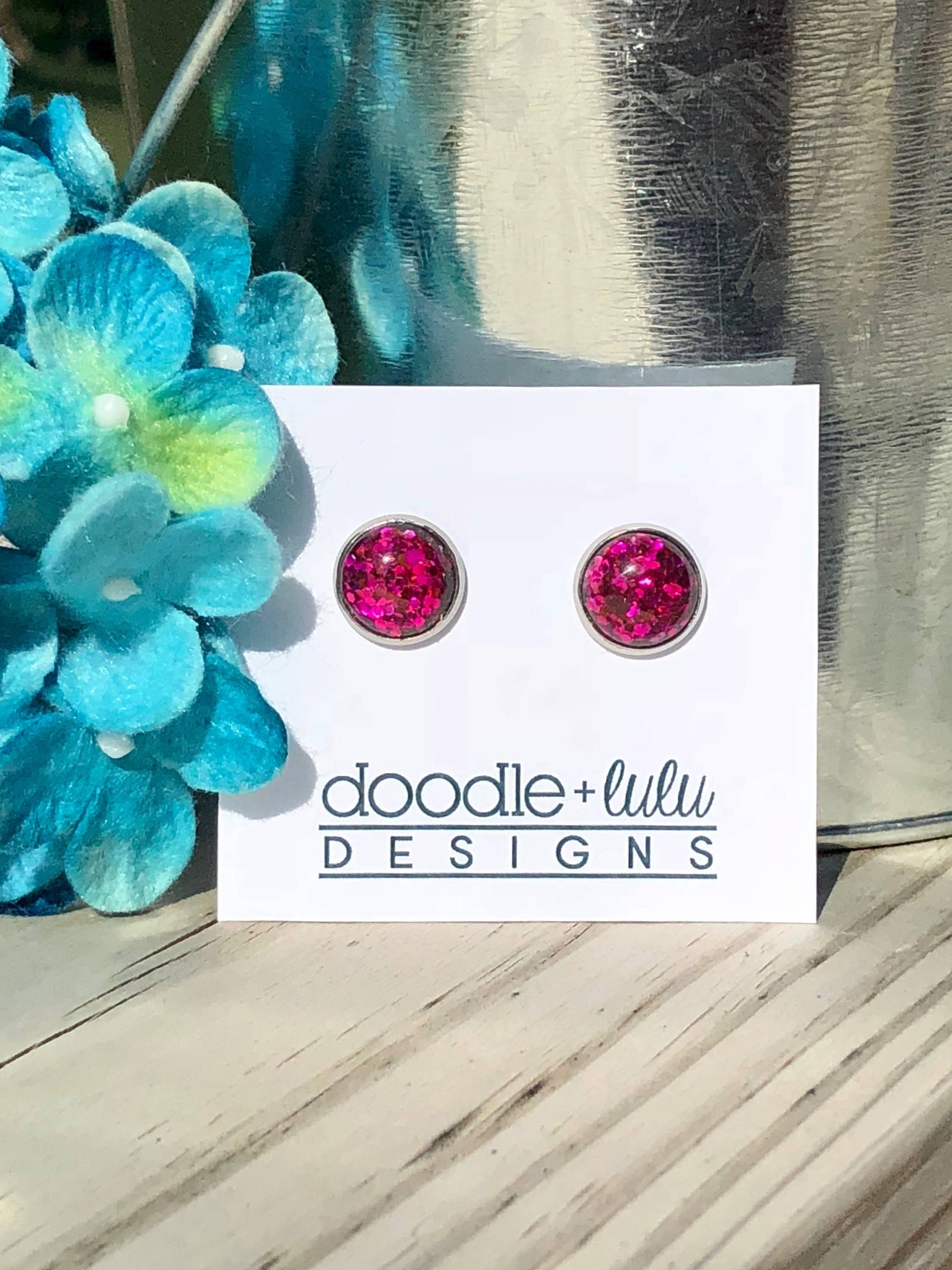 Pinke Funkeln Ohrstecker von doodleandluludesigns