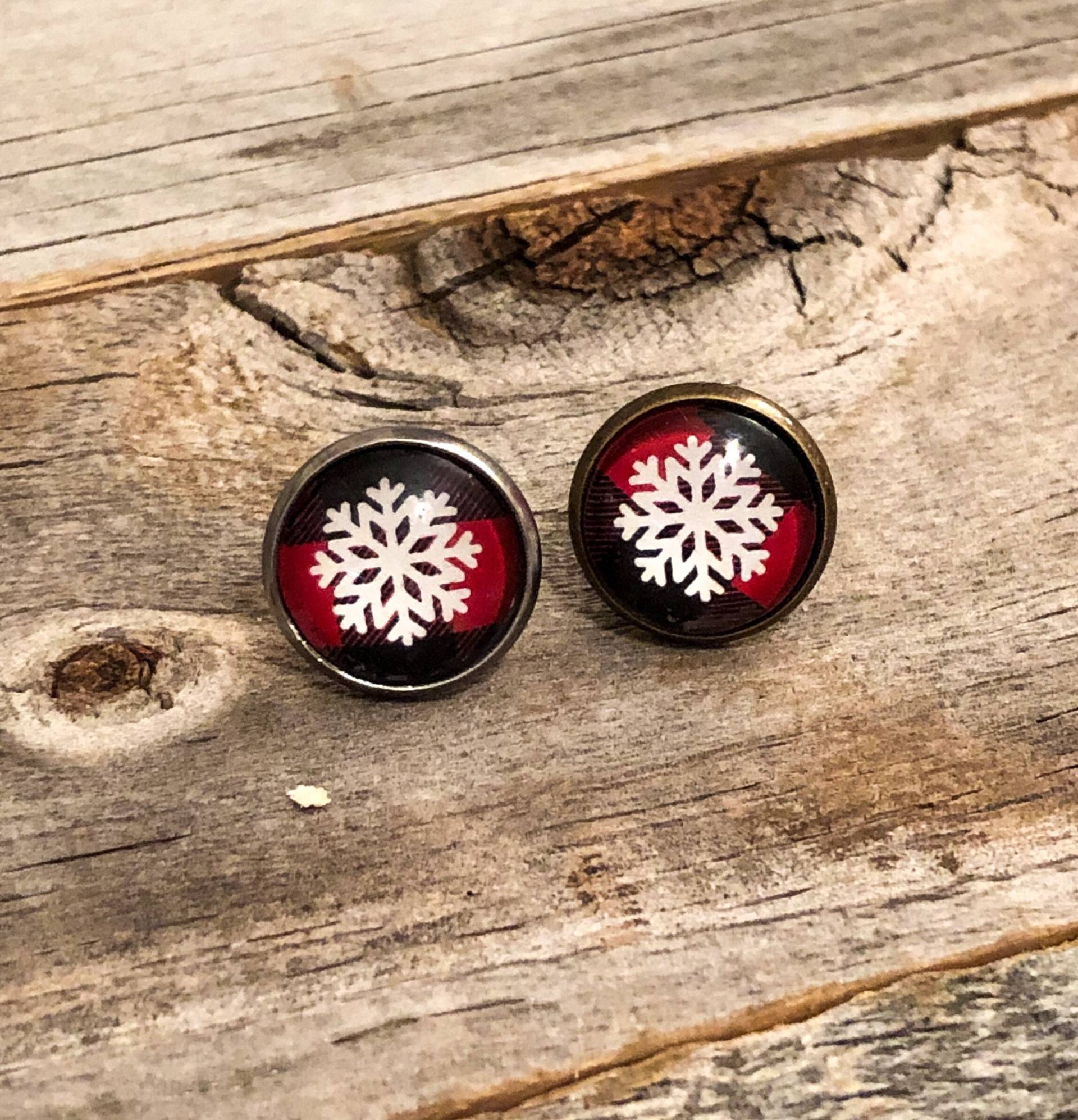 Rot Und Schwarz Büffel Karierte Schneeflocken von doodleandluludesigns