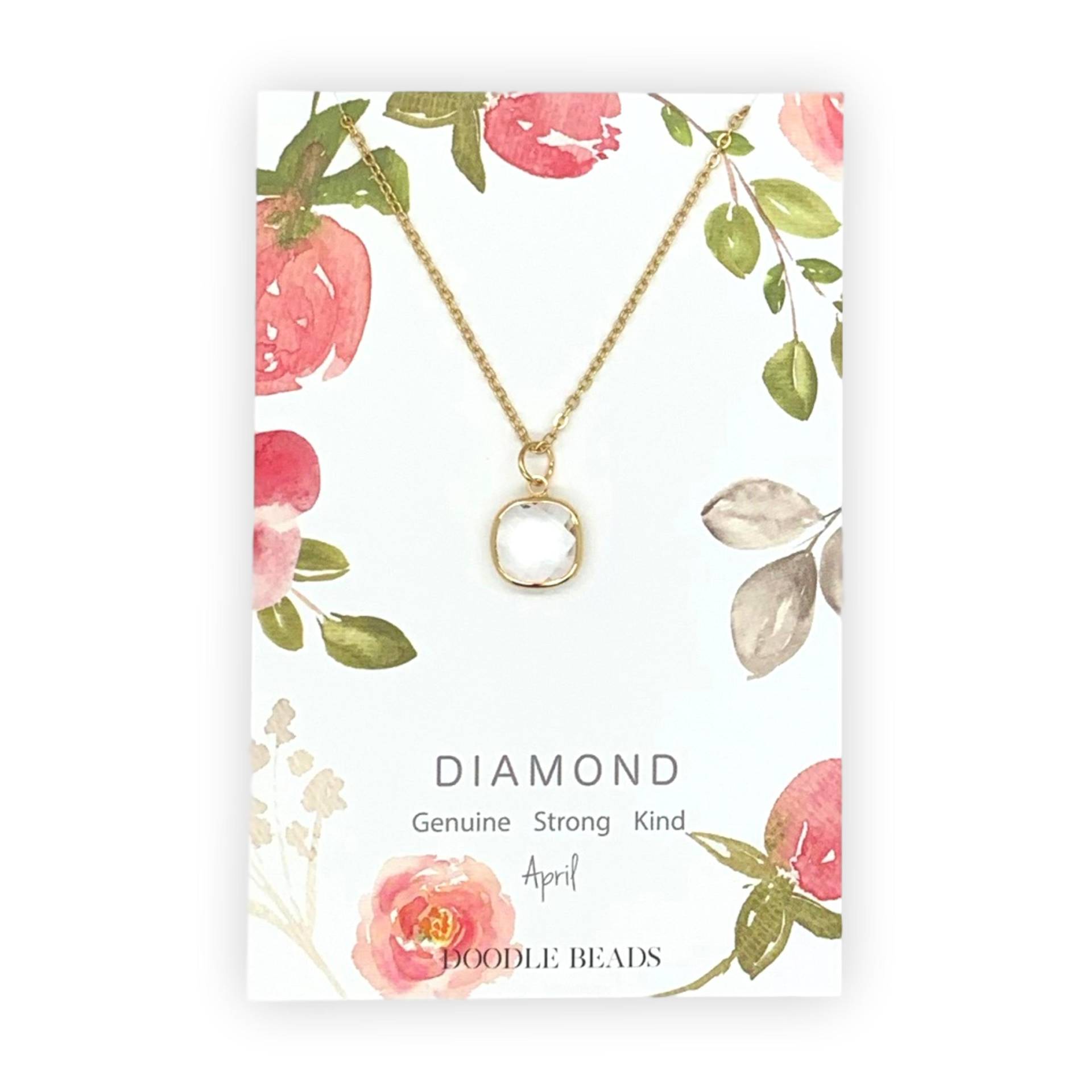 April Geburtsstein Halskette, Diamant Birthstone Zierliche Edelstein Geburtstagsgeschenk, Geschenk Für Sie, Geburtstagsgeschenk von doodlebead