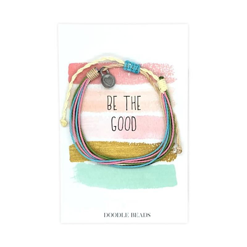 Be The Good, Fadenarmband Mit Herz Anhänger, Verstellbares Boho Armband, Armband String Surferarmband, Geschenk Für Mädchen von doodlebead